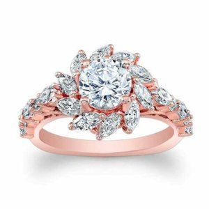 Beuatiful 14k Rose Gold Over Sterling Silver White Sapphires Ring